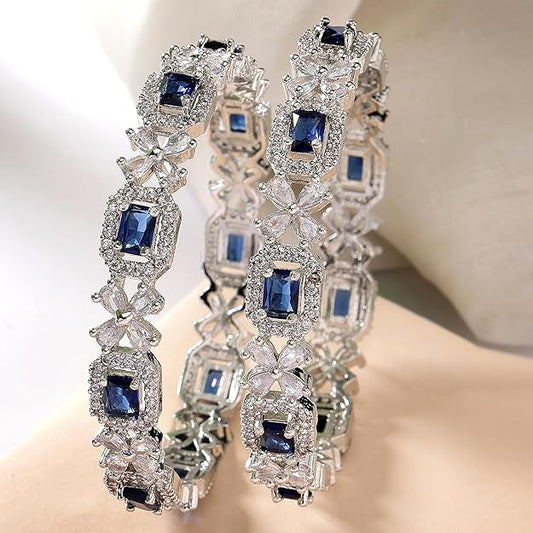 Cubic Zirconia Bangles Square Design Set of 2