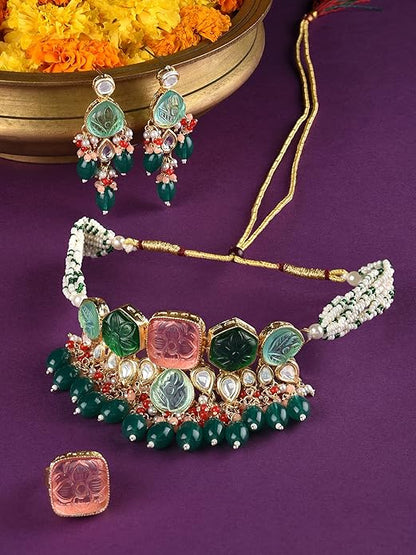 Meenakari Kundan Multicolor Choker Set