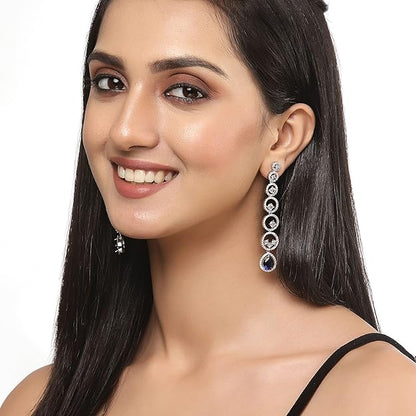 American Diamond Circular Drop Earrings
