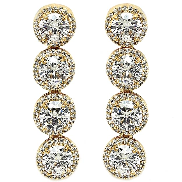 American Diamond Silver Tone Drop Earrings