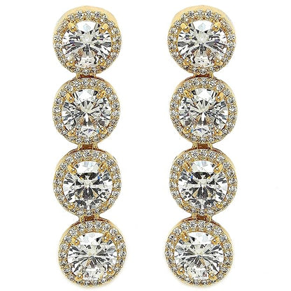 American Diamond Silver Tone Drop Earrings
