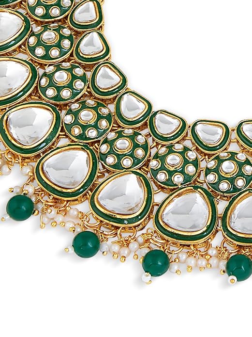 Green Choker Necklace Meenakari Bridal Set