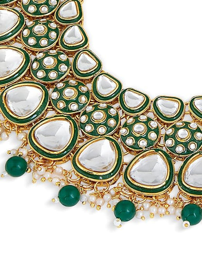 Green Choker Necklace Meenakari Bridal Set
