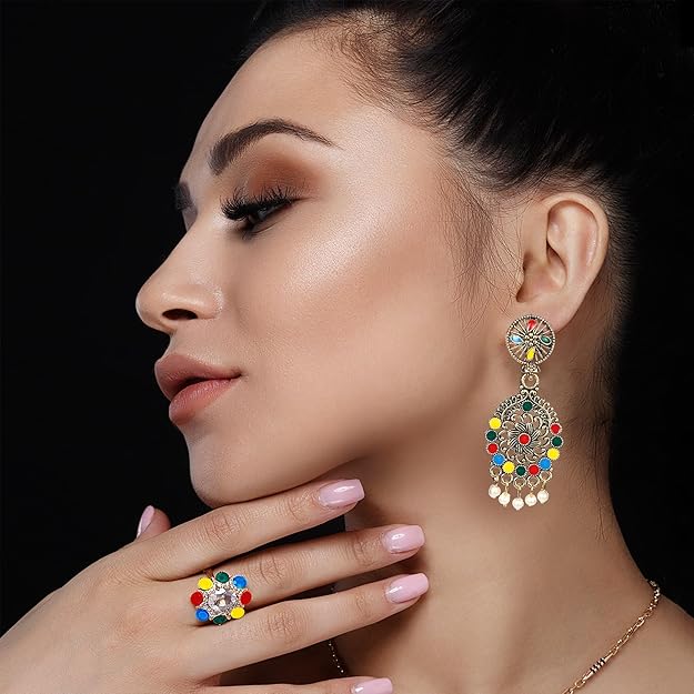 Combo Pack of 12 Pairs Antique Gold Plated Oxidized Earrings