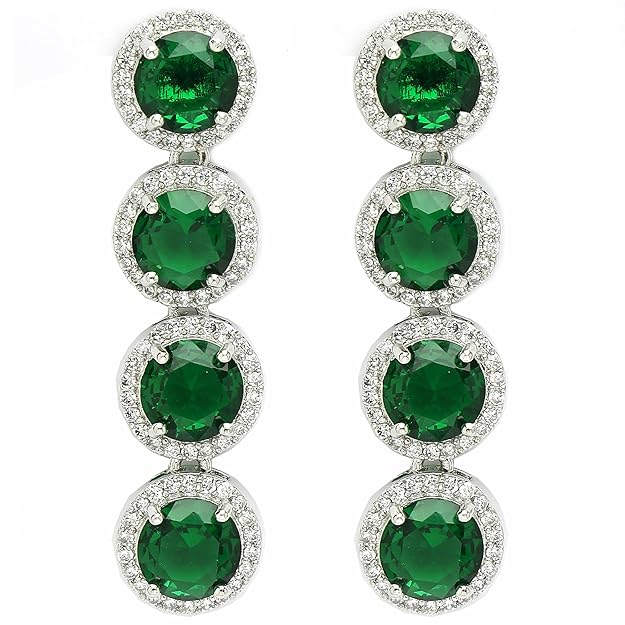 American Diamond Silver Tone Drop Earrings