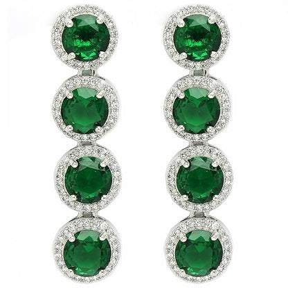 American Diamond Silver Tone Drop Earrings