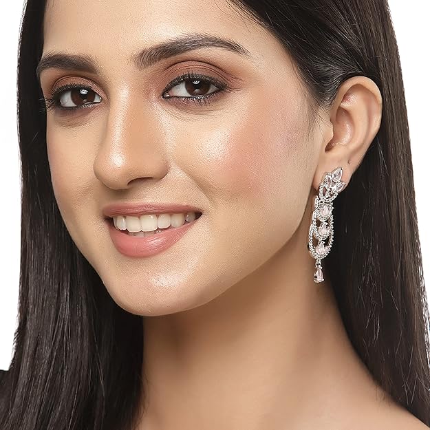 Diamond dangle earrings with luxurious elegant finish