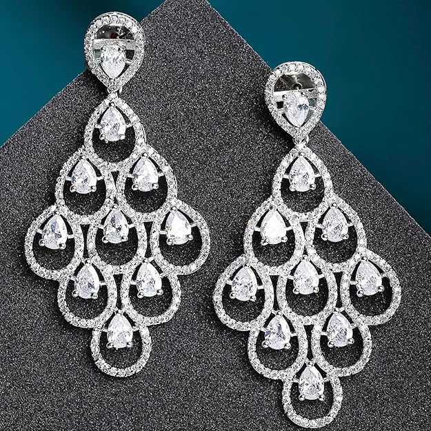 American Diamond Contemporary Drop Earrings