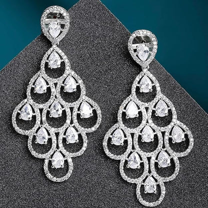 American Diamond Contemporary Drop Earrings
