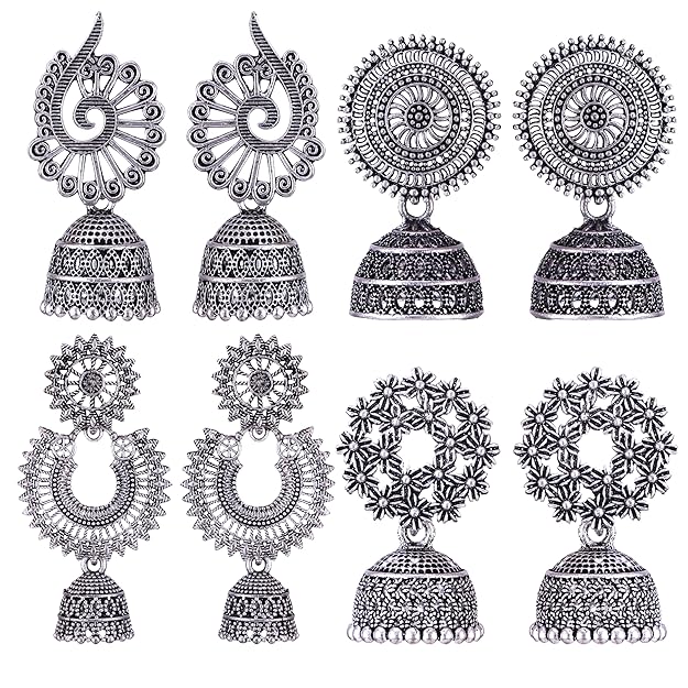 Chandbali Stylish Jhumkas Traditional Earrings Set of 4