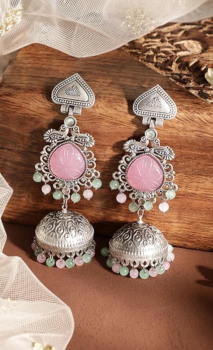 Oxidised Boho Jhumka Earrings
