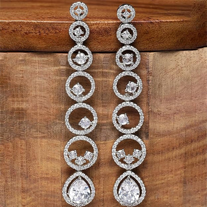 American Diamond Circular Drop Earrings