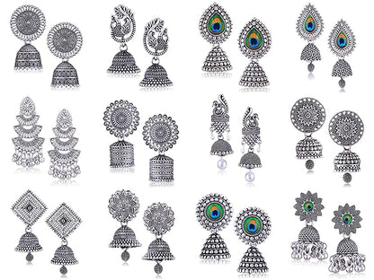 Chandbali Stylish Jhumkas Traditional Earrings Set of 12