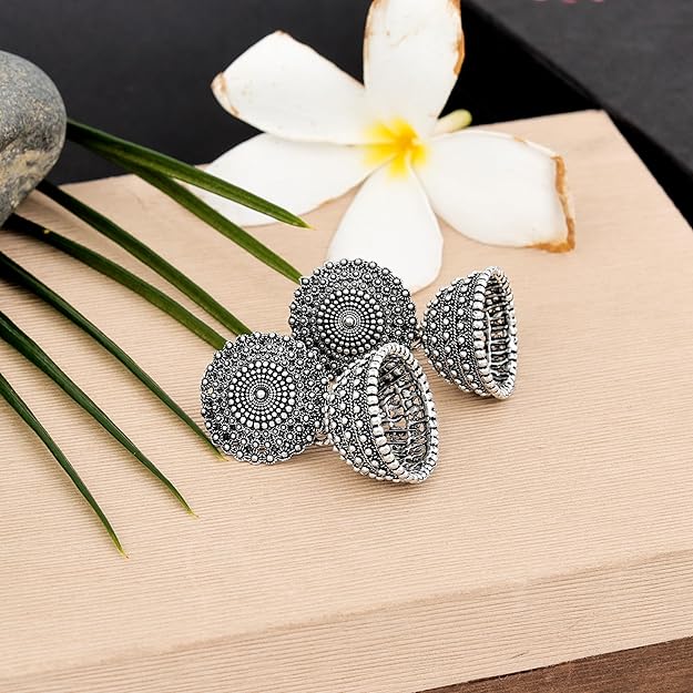 Traditional Earrings Jhumka Oxidised Set of 12