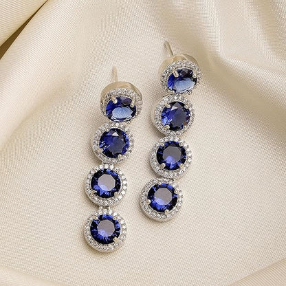 American Diamond Silver Tone Drop Earrings