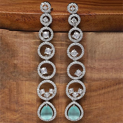 American Diamond Circular Drop Earrings