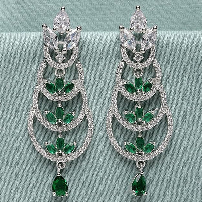 American Diamond Crescent Dangle Earrings