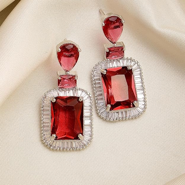 American Diamond Crystal Studded Drop Earrings