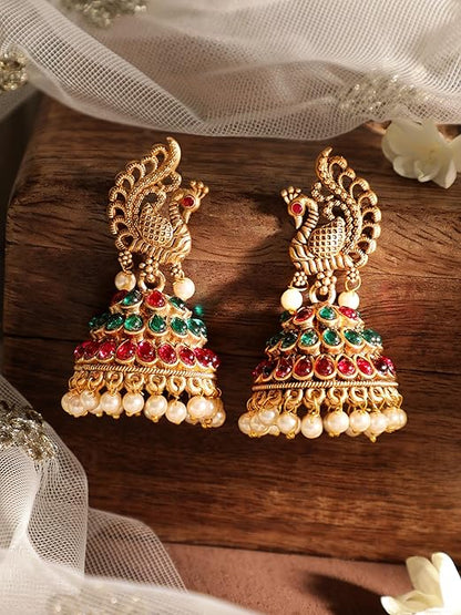Gold Plated Stylish Traditional Jhumka Earrings