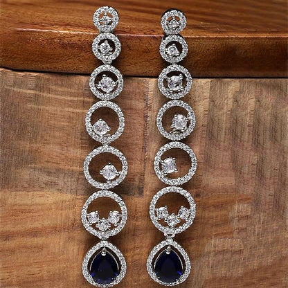 American Diamond Circular Drop Earrings