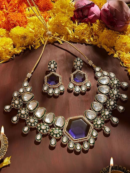 Indian Choker Set Purple Green Meenakari Set