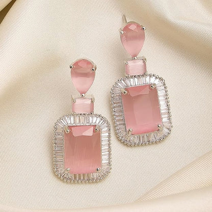 American Diamond Crystal Studded Drop Earrings