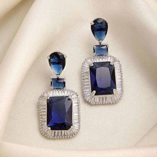 American Diamond Crystal Studded Drop Earrings