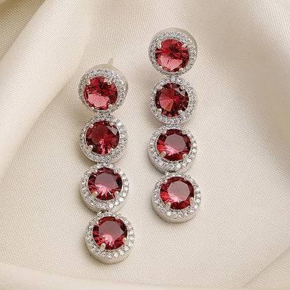 American Diamond Silver Tone Drop Earrings
