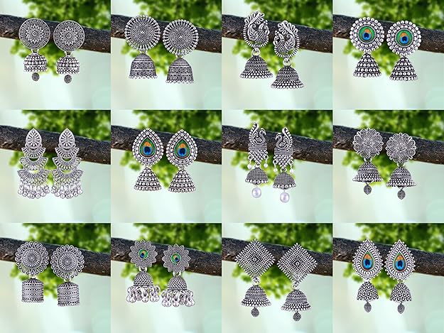 Chandbali Stylish Jhumkas Traditional Earrings Set of 12