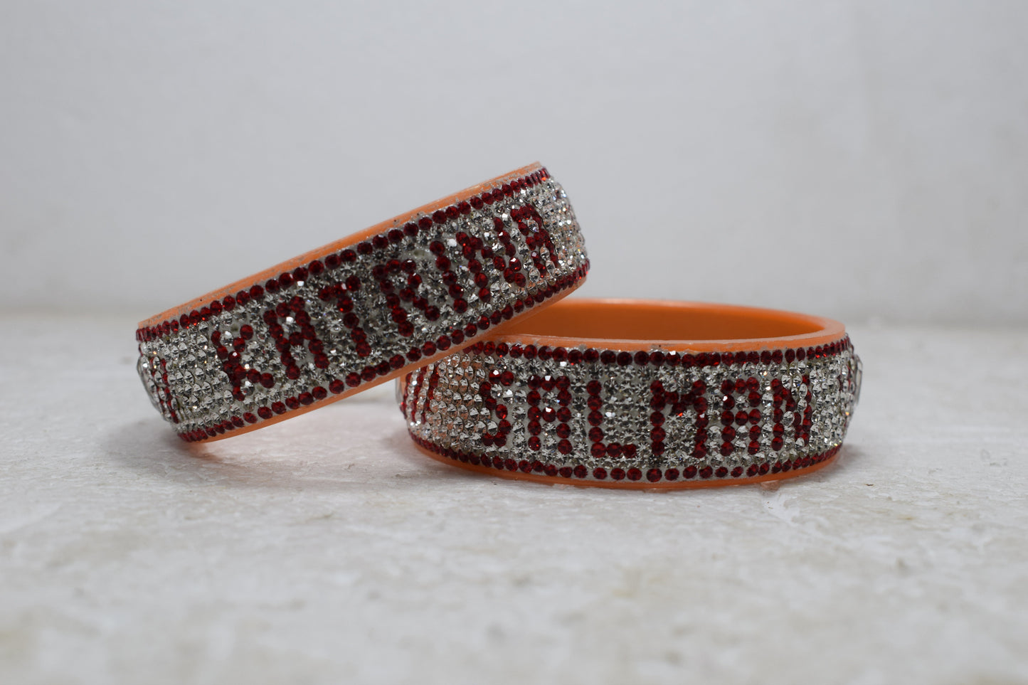 Personalized Stylish Kada With the Name of your Partner & You with Stones for Womens