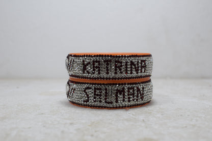 Personalized Stylish Kada With the Name of your Partner & You with Stones for Womens