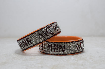 Personalized Stylish Kada With the Name of your Partner & You with Stones for Womens