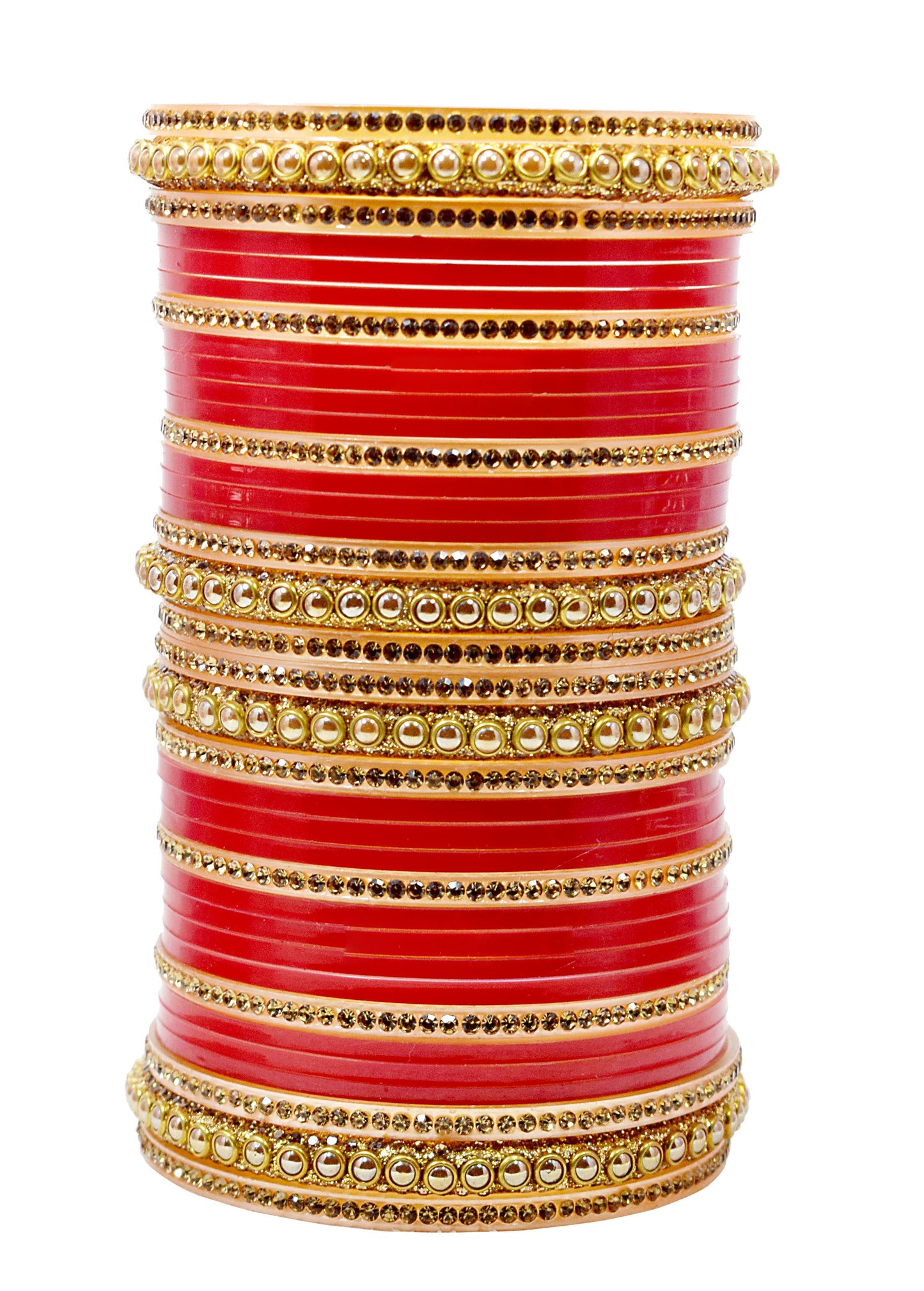 Red Designer Golden Stone Chura Bridal Dulhan Engagement Punjabi Choora Fashion Jewellery Chuda Set