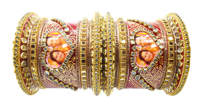 Personalized Heart Shape Adorable Design Chuda with Couple's Photos and Names