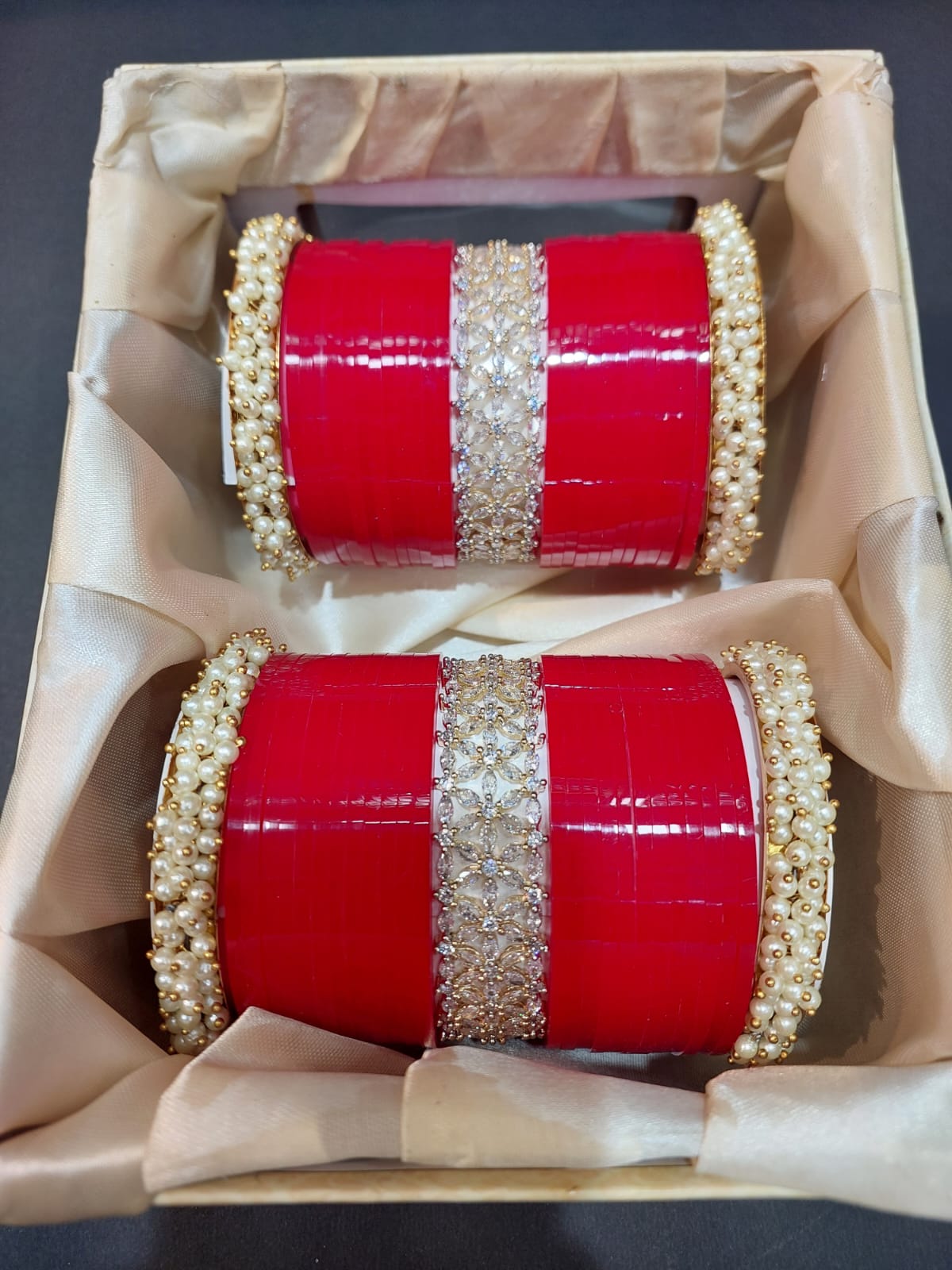Traditional Punjabi Chuda with American Diamonds Bangles
