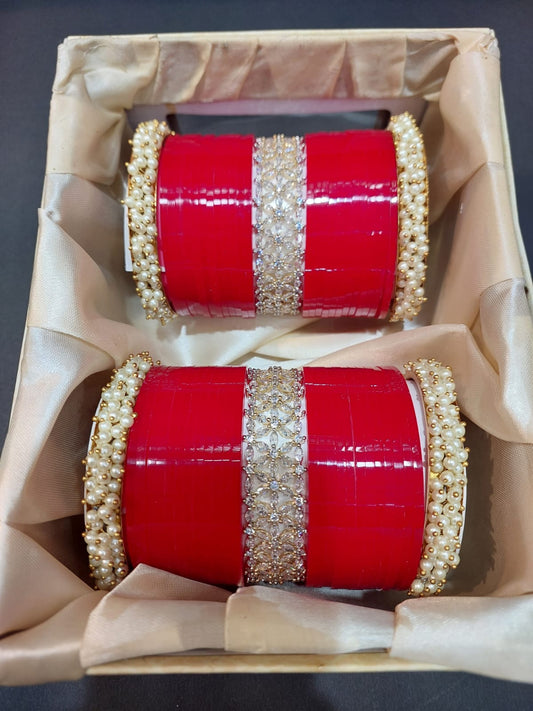Traditional Punjabi Chuda with American Diamonds Bangles
