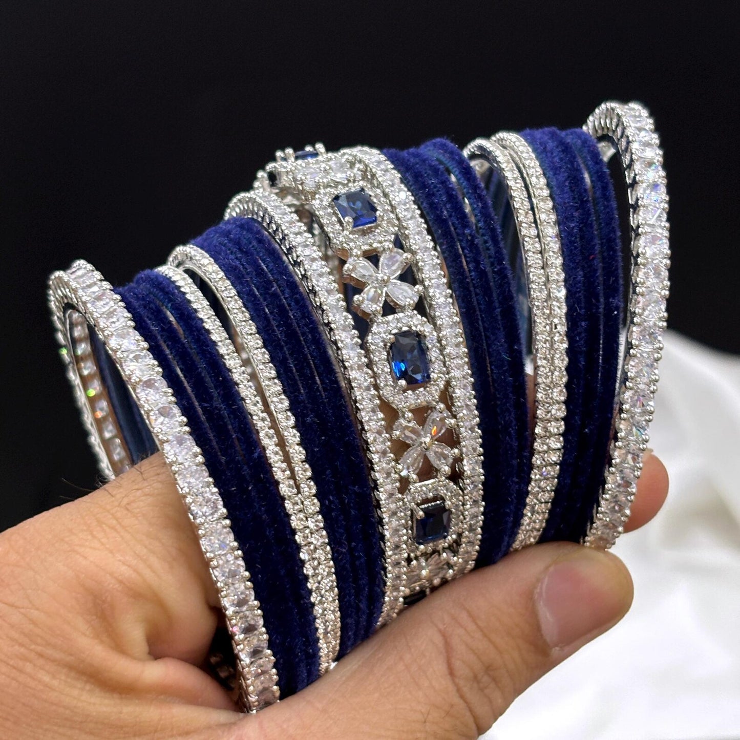 Velvet CZ Diamond Bangle Set of 42 Pcs.