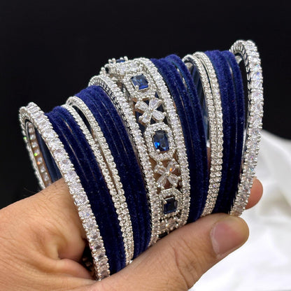Velvet CZ Diamond Bangle Set of 42 Pcs.