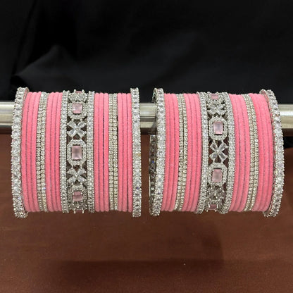 Indian Velvet Metal American Diamond Bangle Set of 42 Pcs.